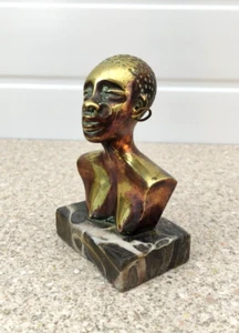 Vintage African Bronze Bust Sculpture, Art Deco in Style, 13cm - Picture 1 of 11