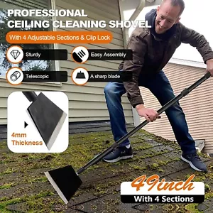 Garden Ice Snow Weed Shovel Scraper Removal Tool Flat Blade Long Handle Ajust - Picture 1 of 6
