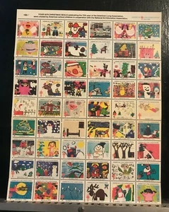 Hoja completa de sellos de Navidad 1979 75 aniversario de American Lung Assoc. Arte para niños - Imagen 1 de 3