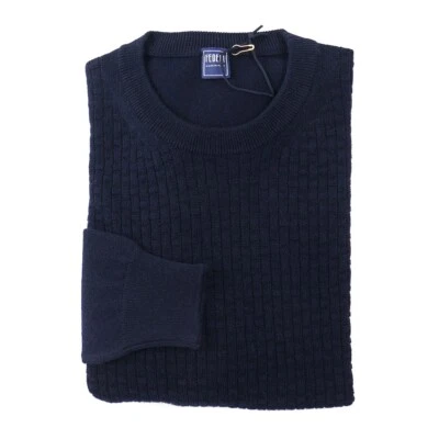 Suéter Fedeli Azul Marino Estampado Tejido Cachemira Suave M (UE 50) NUEVO CON ETIQUETAS Foto 1 de 4