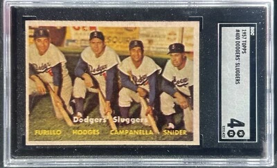 1957 Topps - #400 Duke Snider, Roy Campanella, Gil Hodges Foto 1 de 2