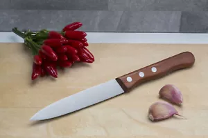 Kochmesser Gemüsemesser Handarbeit F. Mertens Solingen 70er J. Holz Griff Kirsch - Bild 1 von 2