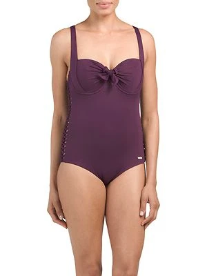 Nuevo con etiquetas Traje de baño Sunseeker talla 8 corbata frontal copa D de una pieza Traje de baño Berry $125 Foto 1 de 4