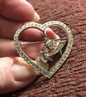 Vintage ORA Heart Shaped Pin Shriner Logo Sword Dangle Rhinestones Both Signed