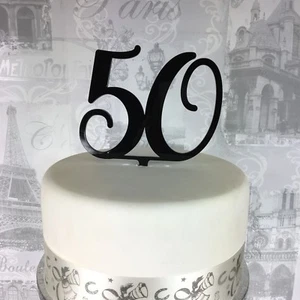 50 Cake Topper número de cumpleaños acrílico. ¡Todos los colores! Glitter 30 40 60 70 80 - Imagen 1 de 2