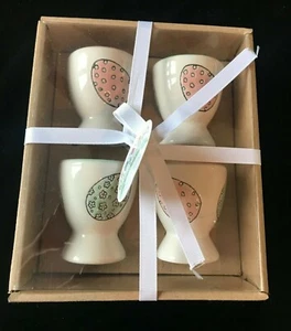 Grace Teaware Egg Cups Easter Egg Pattern Pink & Green Set of 4 New in Box - Picture 1 of 8