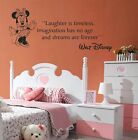 Minnie Mouse Wall Sticker QUOTE Laughter is timeless Walt Disney VINYL Big ART 