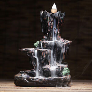 Ceramic Mountain Waterfall Backflow Smoke Handcraft Incense Burner Censer Holder