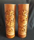 PAIR OF MATCHED CARVED BAMBOO 14.1/2