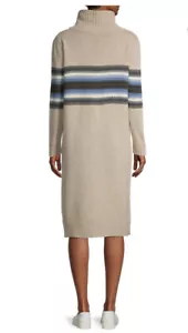 Weekend Max Mara Ivory Striped Long Sweater Dress Gray Blue White 100% Wool $525 - Picture 1 of 9