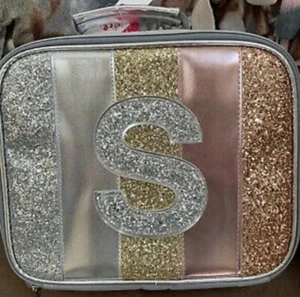 JUSTICE LUNCHBOX INITIAL “S” SHIMMERING ROSE/GOLD/SILVER SUPER CUTE!! - Picture 1 of 2