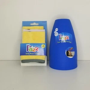 Razz Tub Time Fun Baby Bath Rinse cup and Wash Cloths new blue - yellow / white - Picture 1 of 2