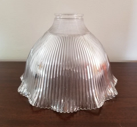 Antique Holophane Reflective Industrial Clear Glass Lamp Ceiling Light Shade #3 Cover