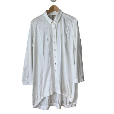 Cómoda Camisa Túnica Tokio Blanca EE. UU. Botón Frontal Lagenlook Artística Talla Grande  Foto 1 de 4