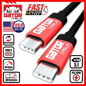 USB-C to USB-C 3.1 Charger Data Cable Type-C Male Fast Charge PD 20W 5A 10Gbps - Picture 1 of 30