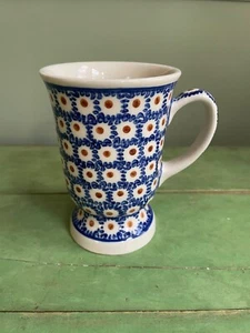 Boleslawiec Polish Pottery Footed Coffee Tea Mug Hand Made - Picture 1 of 7