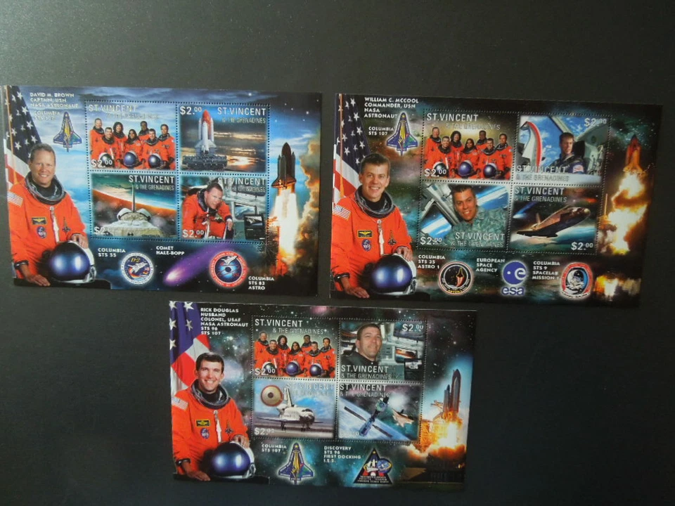 G2318  ST. VINCENT  2003  SPACE   COLUMBIA  SPACE  SHUTTLE 3 X  S/S  MNH - Image 1 of 1