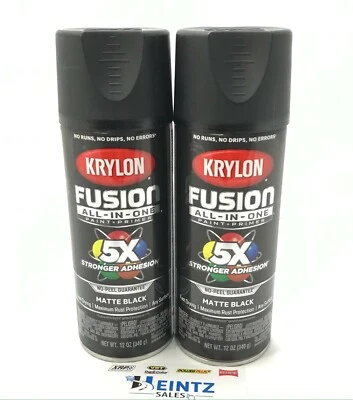 KRYLON 2754 2 PACK MATTE BLACK All-In-One Fusion Paint & Primer - No-Peel  12oz  - Image 1 of 3