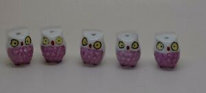 5x lilac ceramic porcelain owl beads 18ml length Buy now £4 free post 