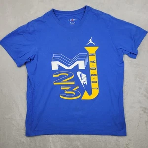 Jordan Shirt Mens XL Blue Yellow Nike Basketball Tee Jumpman Graphic Retro Adult - Picture 1 of 7