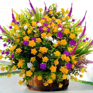 20 PCS Artificial Flowers for Outdoors, Artificial Plants UV Resistant Fake F... - Picture 1 of 6