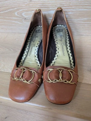 Juicy Couture винтажный сделано в Италии корицы коричневый квадратный носок туфли-лодочки 8,5 - Изображение 1 из 4