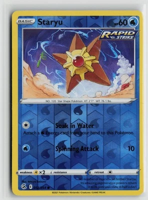 Pokemon TCG Fusion Strike Staryu x1 NM Reverse Holo 052 - Image 1 of 2