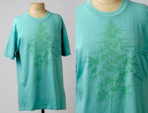 Camiseta de algodón Towncraft de planta de marihuana de bolsillo único de la década de 1970 - Imagen 1 de 5