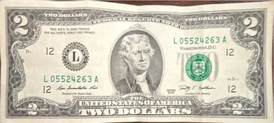 $2 Green Seal Federal Reserve Note 2009 L05524263A - Image 1 of 2