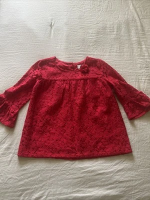 Top pulóver superpuesto de encaje rojo con botones talla 6 corona e hiedra para niñas Foto 1 de 4