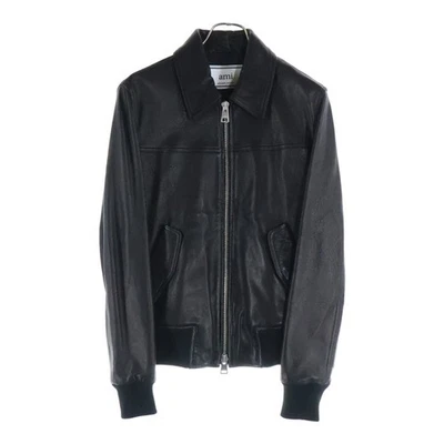 Chaqueta con cremallera de cuero de cordero AMI Alexandre Mattiussi Amia Lexandre Matussi usada 65 Foto 1 de 4