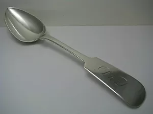 COIN SILVER SPOON SERVING SPOON TABLESPOON Jacob Wood/Brower & Rusher c1834 Rare - Picture 1 of 12