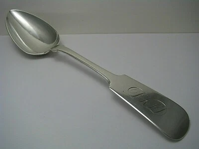 COIN SILVER SPOON SERVING SPOON TABLESPOON Jacob Wood/Brower & Rusher c1834 Rare - Image 1 of 4