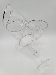 Fostoria Bridal Belle Goblets Clear Etched Crystal Platinum Rim 6.25" Flawless - Picture 1 of 11