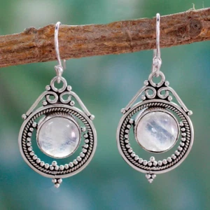 Silver Moonstone Earring-Moonstone Dangle Earring-Moonstone Tassel Earring - Picture 1 of 9