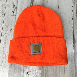 Carhartt Beanie Hat Orange Stocking Cap OSFA Stretch Casual A18 BOG Marlboro Dr2 - Picture 1 of 5
