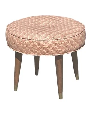Vintage MCM Round Foot Stool Ottoman - Image 1 of 4
