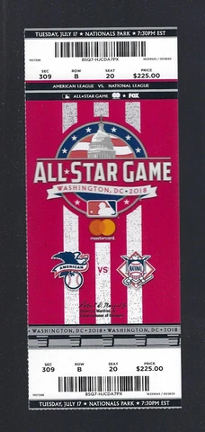 MIKE TROUT - 2018 MLB BASEBALL ALL-STAR GAME FULL unused TICKET @ WASH, DC Cover