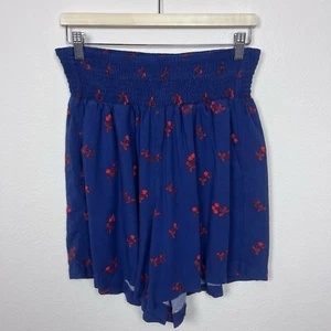 Torrid Shorts Womens Plus 0X Cherries Bohemian Beach Coastal Smocked Blue - Picture 1 of 13