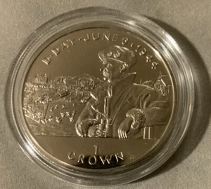 Moneda de 1 corona de la Isla de Man 1994 unc, día D 50 aniversario 1944-94: Montgomery - Imagen 1 de 4