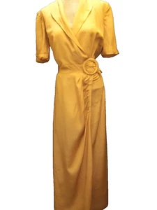 Vintage 1930's-40's Orange Embossed Rayon Wrap Dress Size Medium - Picture 1 of 11