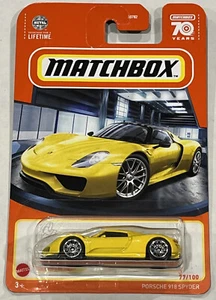 Matchbox Porsche 918 Spyder Yellow 70 Years Anniversary Diecast 1/64 Toy Car New - Picture 1 of 6