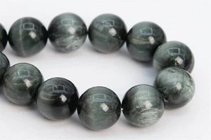 11MM Genuine Natural Green Chrysoberyl Cat Eye Beads AA Round Loose Beads 7.5" - Picture 1 of 3