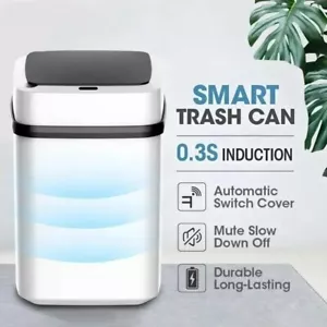 Kitchen Trash Bin 13L Bathroom Touch Trash Can In The Toilet Smart Garbage - Picture 1 of 24