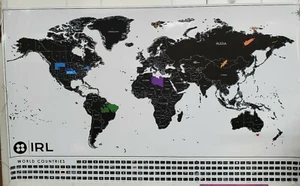 IRL Scratch off World Map - Travel Wall Art Poster w/Bonus USA Map - 35" x 21" - Picture 1 of 11