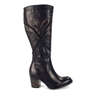 Clarks Knee Boots Black Leather Heels Size 5 - Picture 1 of 23