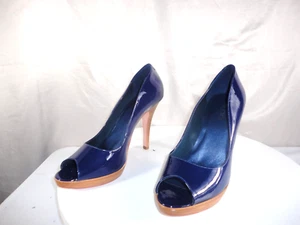 Vintage Aldo Navy Blue Platform Peep Toe Pumps Heels Womens Dress Shoe 40 US 9M - Picture 1 of 8