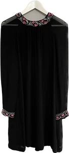 French Connection Beaded Chiffon Tunic Dress Long Sleeves UK 12 Black Occasion - Picture 1 of 6