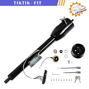 28" GM Tilt Manual Black Floor Shift Steering Column With Key & 9 Bolt adapter - Picture 1 of 7
