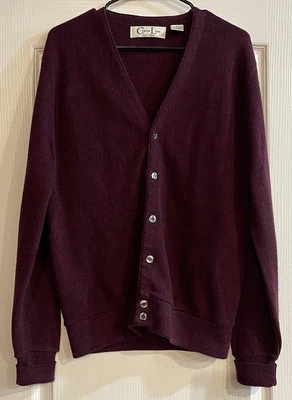 Suéter Vintage Cypress Links Para Hombre Cárdigan Mediano Manga Larga Borgoña Foto 1 de 4